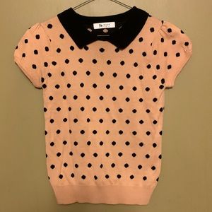 Beige/Black Polka Dot S/S Sweater Shirt